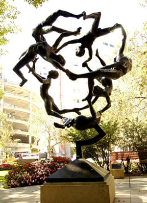 Constellation Earth is an eight-foot sphere sculpture at Mayo Clinic that celebrates the global family created by Paul Granlund.