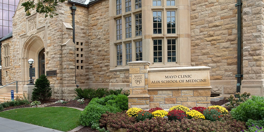 Exterior building shot of Mayo Clinic Alix School of Medicine