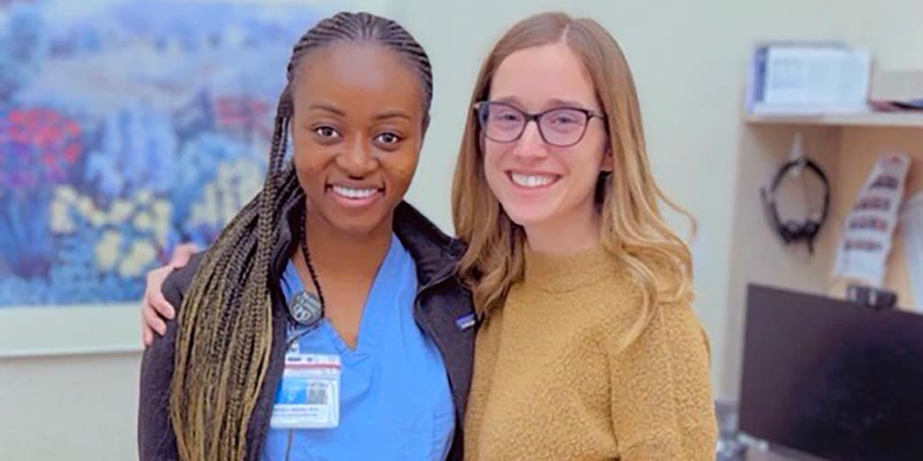 Medical student Christeebella (Bella) Akpala and Mayo Clinic physician Allison Ducharme-Smith, M.D.