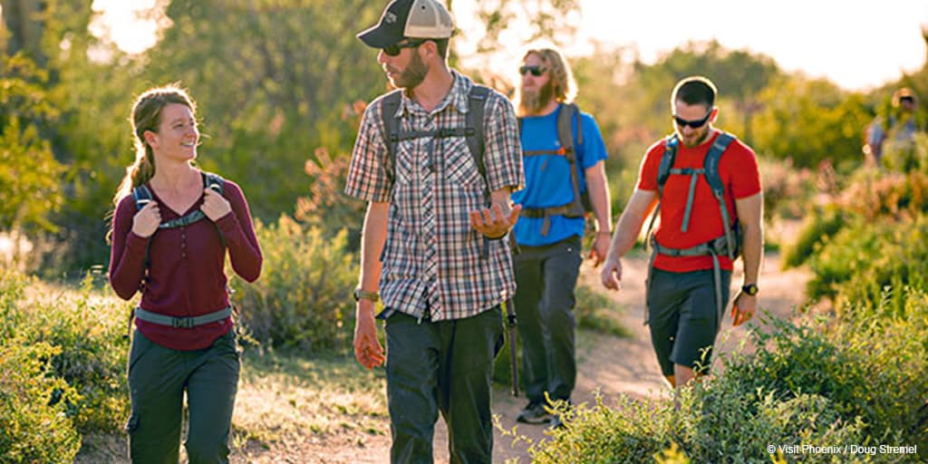 Students hiking on trail in Phoenix, Arizona
