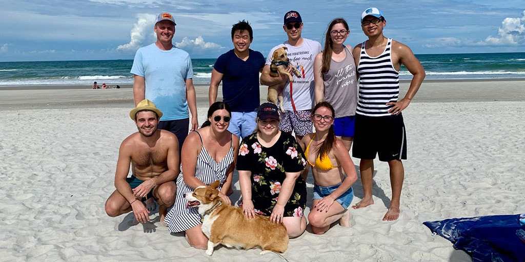 Dr. Lee with fellow PGY-3 Neurology residents at the beach in Jacksonville, Florida