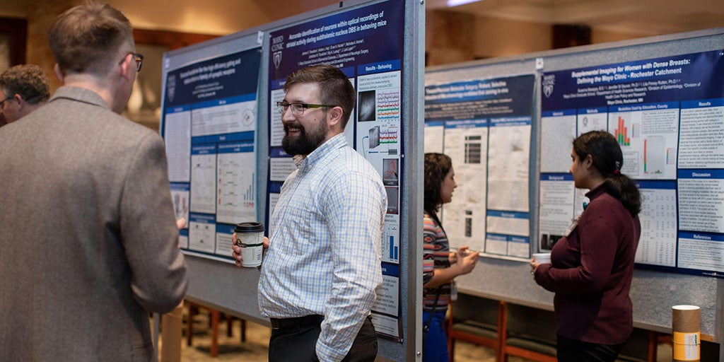 Graduate students present research posters at Mayo Clinic Research Symposium
