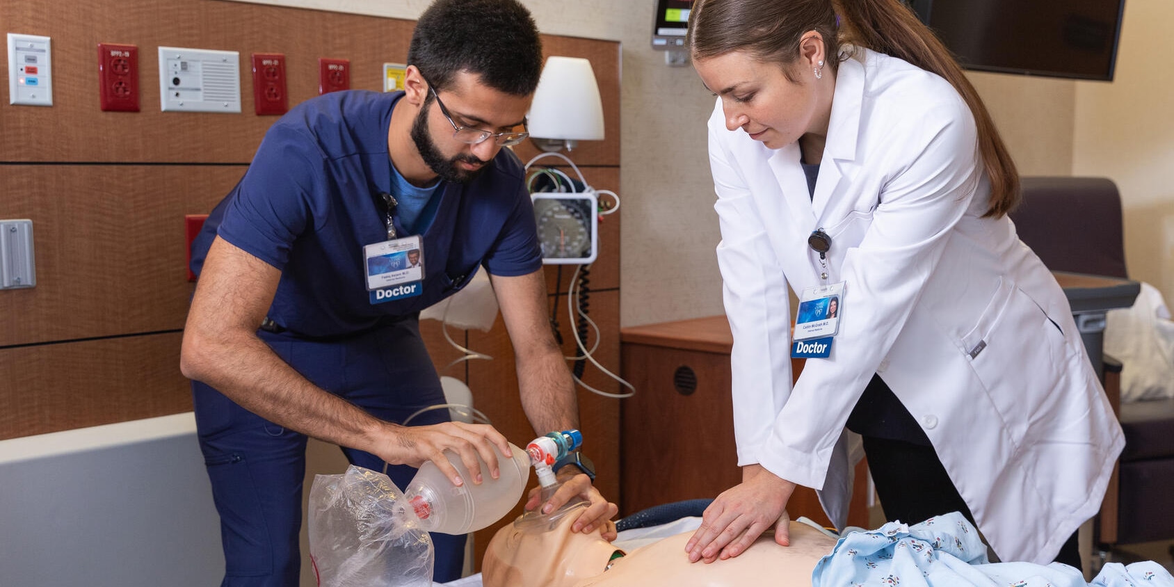 Internal medicine residents practice life-saving techniques on a simulated patient at Mayo Clinic