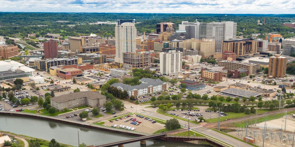 Aerial shot of Rochester, Minnesota
