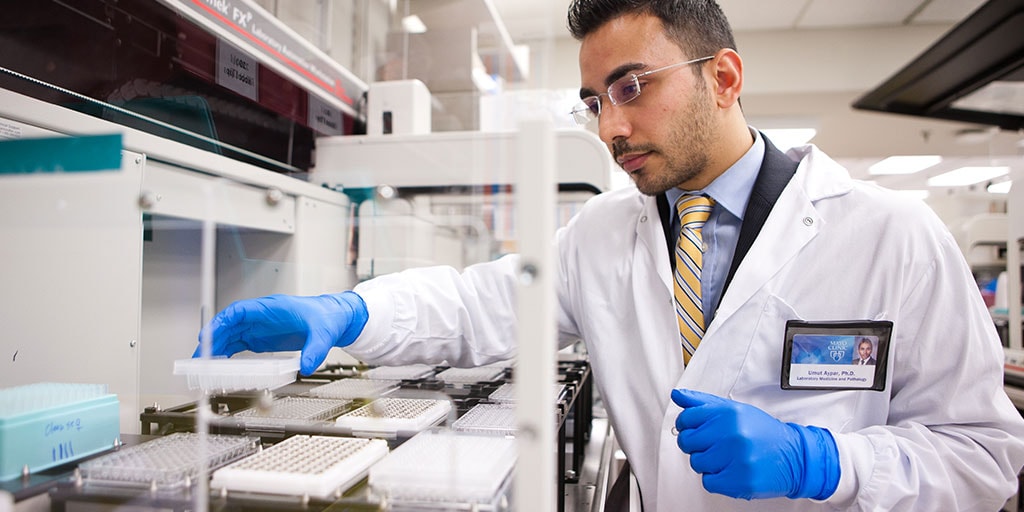 Mayo Clinic Ph.D. student processing lab samples