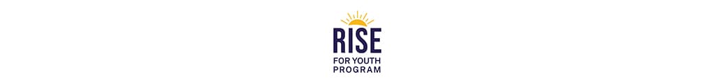 Logo for the Rise For Youth Program, Black text that says 
