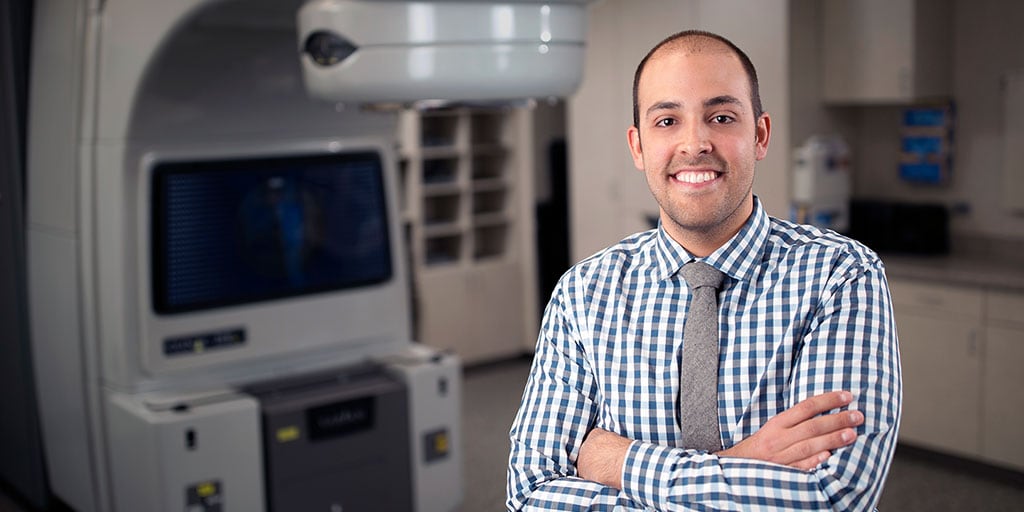 Mayo Clinic medical physicist with equipment