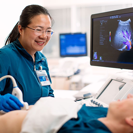 Mayo Clinic diagnostic medical sonographer performing an ultrasound