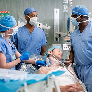 Anesthesiology residents in the operating room.