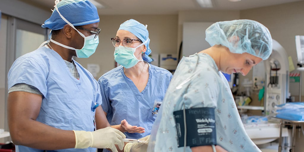 Anesthesiology residents in the operating room at Mayo Clinic in Rochester, Minnesota.