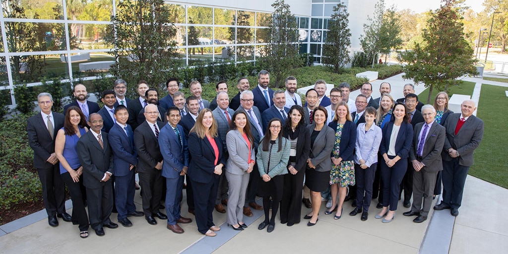 Body Imaging faculty gather for a group photo outside at Mayo Clinic in Jacksonville, Florida.