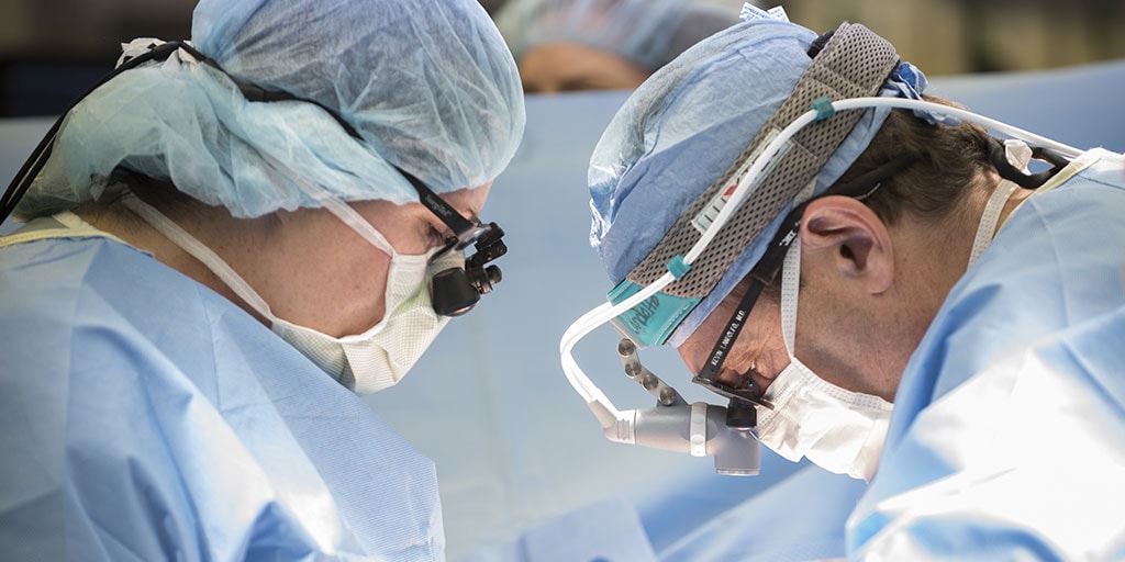 Cardiothoracic Surgery Transplant fellows working in the OR at Mayo Clinic in Jacksonville, Florida.