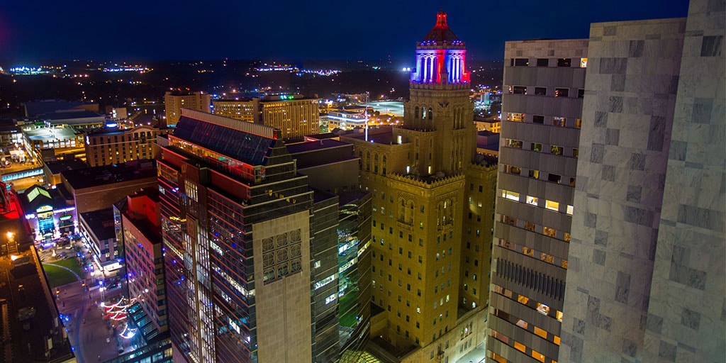 Skyline in Rochester, Minnesota.