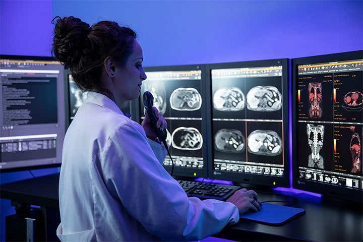 Radiologist reviewing scans at Mayo Clinic's campus in Florida