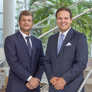 Chief residents Tyler Sargent, M.D. and Joshua Sellwood, D.O. pose together for a photo