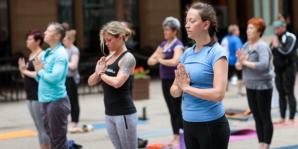 Mayo Clinic learners doing yoga