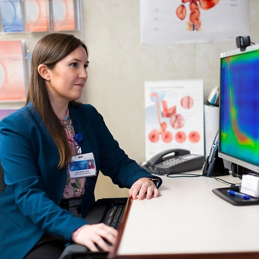 Gastroenterology fellow looking at scans at Mayo Clinic in Phoenix, Arizona.