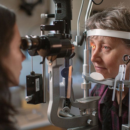 Ophthalmologist with a patient