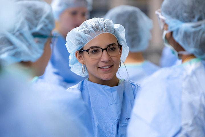 Gynecologic Oncology fellow works in the operating room at Mayo Clinic in Rochester, Minnesota.