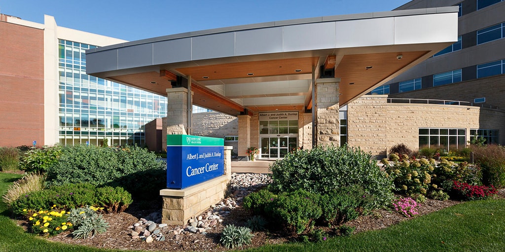 Exterior building photo of the Mayo Clinic Cancer Center in Eau Claire.