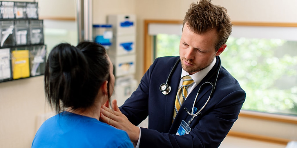A Mayo Clinic internal medicine physician examining a patient