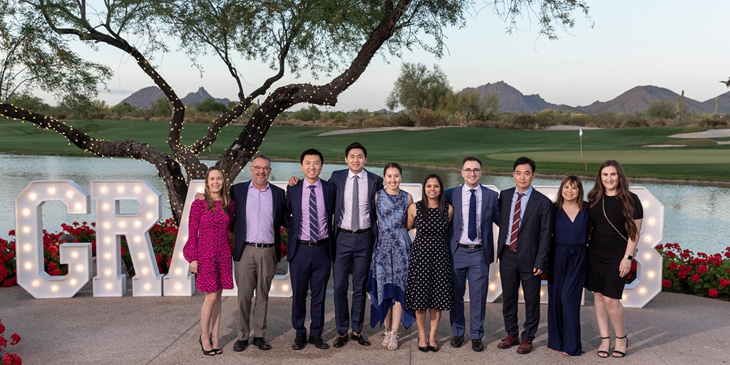 Ten people from the Interventional Gastrointestinal Endoscopy Fellowship program in Arizona stand side by side for a group photo.