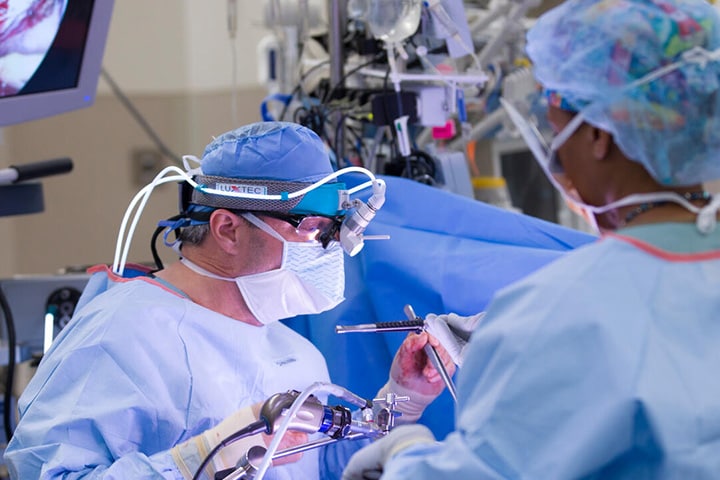 Mayo Clinic Laparoscopic Colon and Rectal Surgery fellows during a procedure
