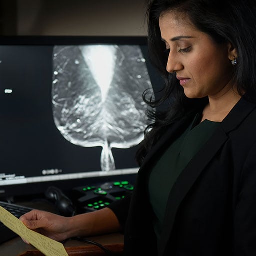 Mammography/Women's Imaging fellow looks at a scan at Mayo Clinic in Rochester, Minnesota.