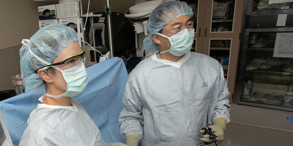 Minimally Invasive Gynecologic Surgery fellows in an operating room at Mayo Clinic in Phoenix, Arizona.