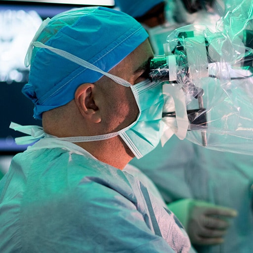 Neurosurgeon using surgical navigation system in the operating room