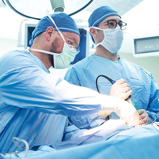 Neurosurgery faculty in the operating room