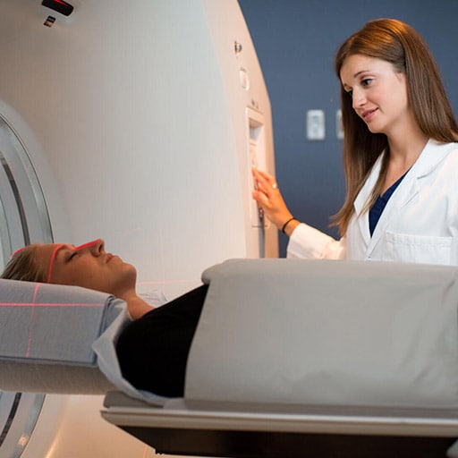 Nuclear Radiology fellow works with a patient getting a scan at Mayo Clinic in Phoenix, Arizona.