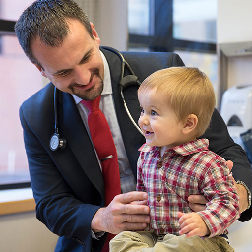Pediatric cardiologists with a congenital heart disease patient at Mayo Clinic in Rochester, Minnesota.