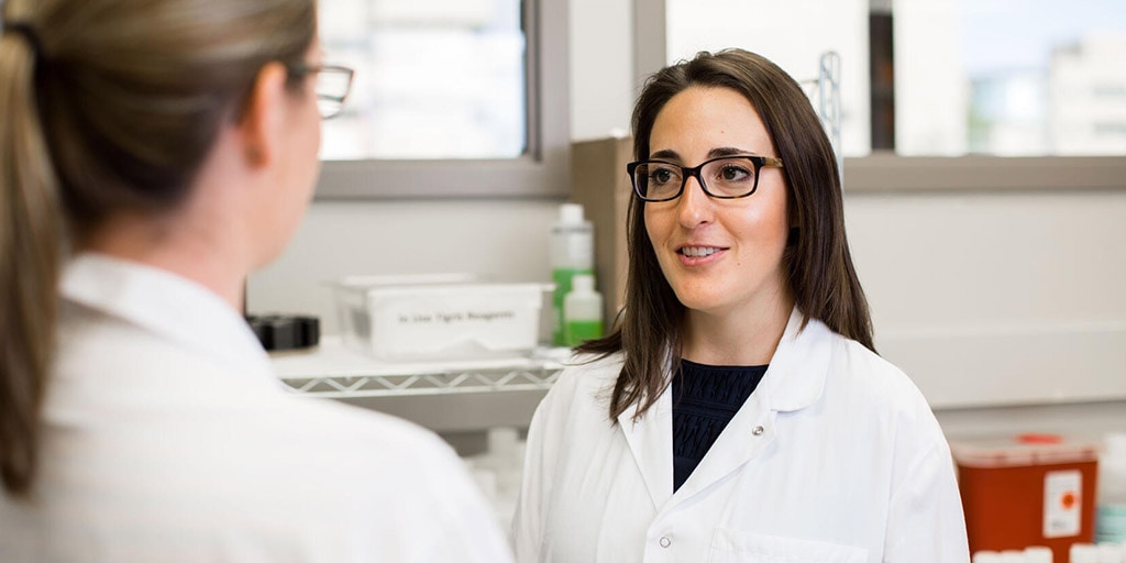 Pediatric Infectious Diseases faculty and fellow in the lab at Mayo Clinic in Rochester, Minnesota.