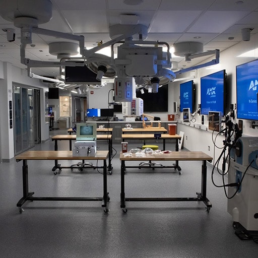 Workstations to practice procedures and enhance skills with video capabilities to track progress, located at the Center for Procedural Skills Mastery at Mayo Clinic in Rochester, Minnesota.