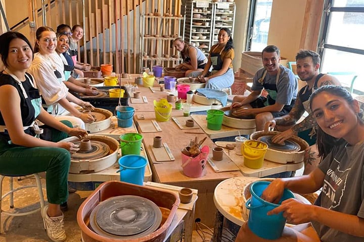 Medical students from Mayo Clinic Alix School of Medicine in Phoenix, Arizona, try out a pottery class to spend time together and have fun.