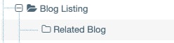 Screenshot showing the Related Blog section under the Blog Listing section